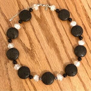 Donna Dressler | Volcanic Rock and Crystal Beaded Necklace | 18” Adjustable